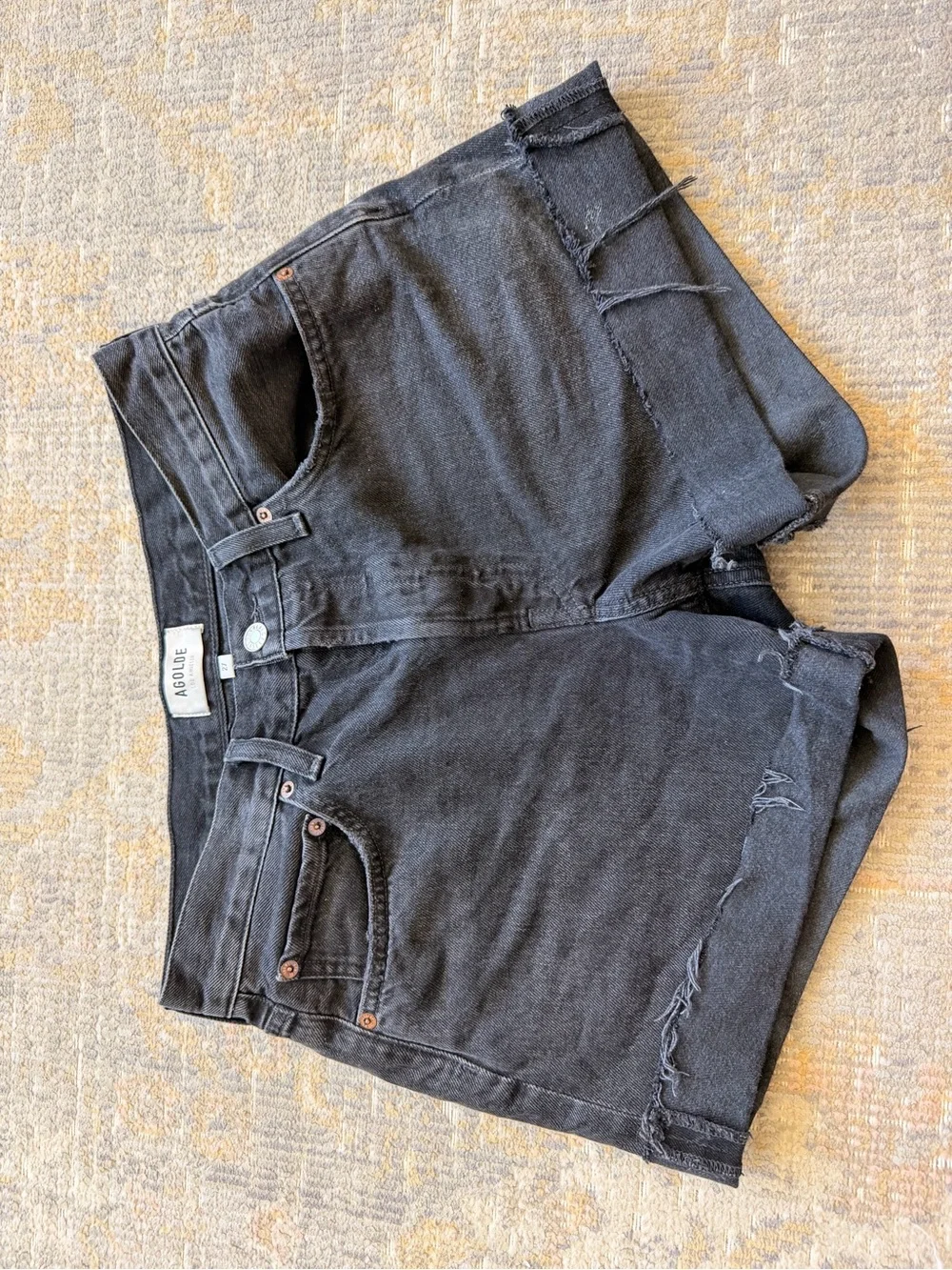 Agolde Black Relaxed Denim Shorts